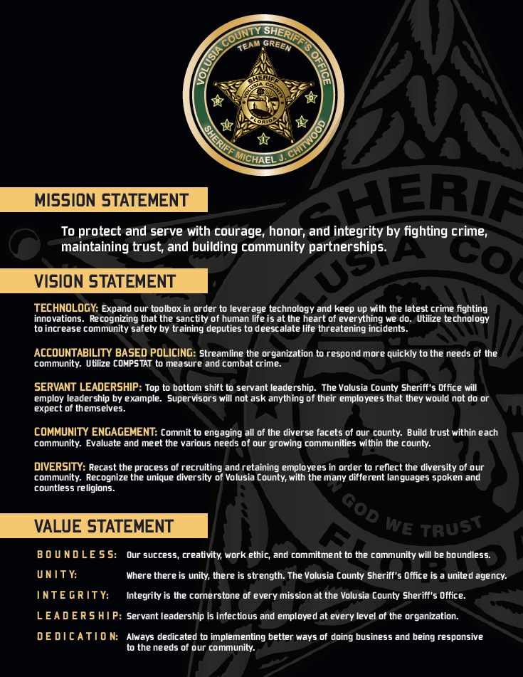 Volusia Sherrif's Office Mission Statement